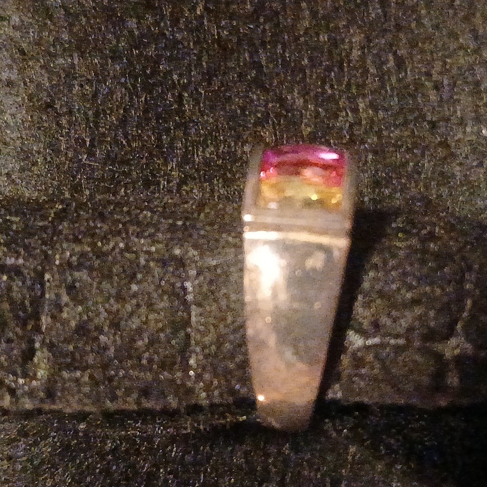 Silver Multicolor Gemstone Ring Size 8 - image 4